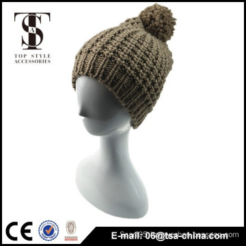 Custom high quality 3d embroidery logo beanie with pom pom